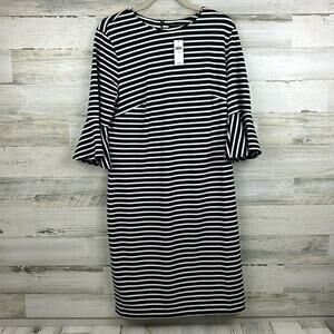 Banana Republic Black and White Striped Midi Dress